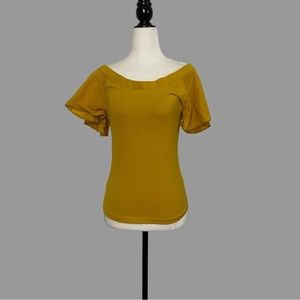 ❤️ XS ❤️ NWT Anthro Top T-Shirt Off The Shoulder Tee Flutter Sleeve